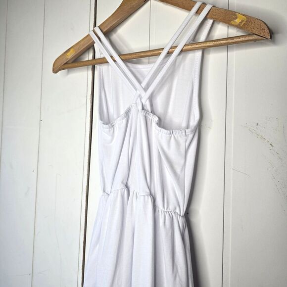 Besser Bay Girls White Criss-Cross‎ Sleeveless Summer Dress 12 Midi Fit & Flare - Picture 6 of 11